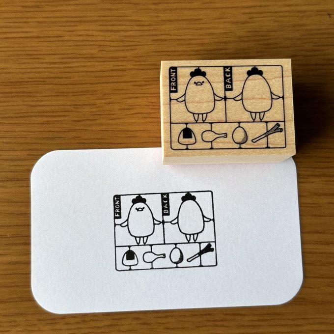 日本YUN．雞媽媽模型 3x4cm原創櫸木印章