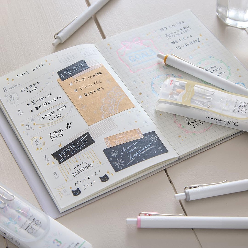 uni-ball one 金屬色 金銀白3色組 中性筆 0.38 / 0.5｜日本三菱 Uni