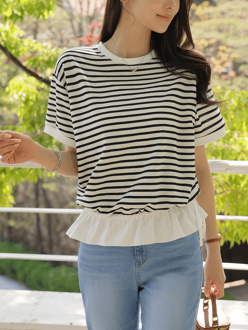 皺皺彈性MAX RUFFLE CHIFFON CROP TEE/ 2色