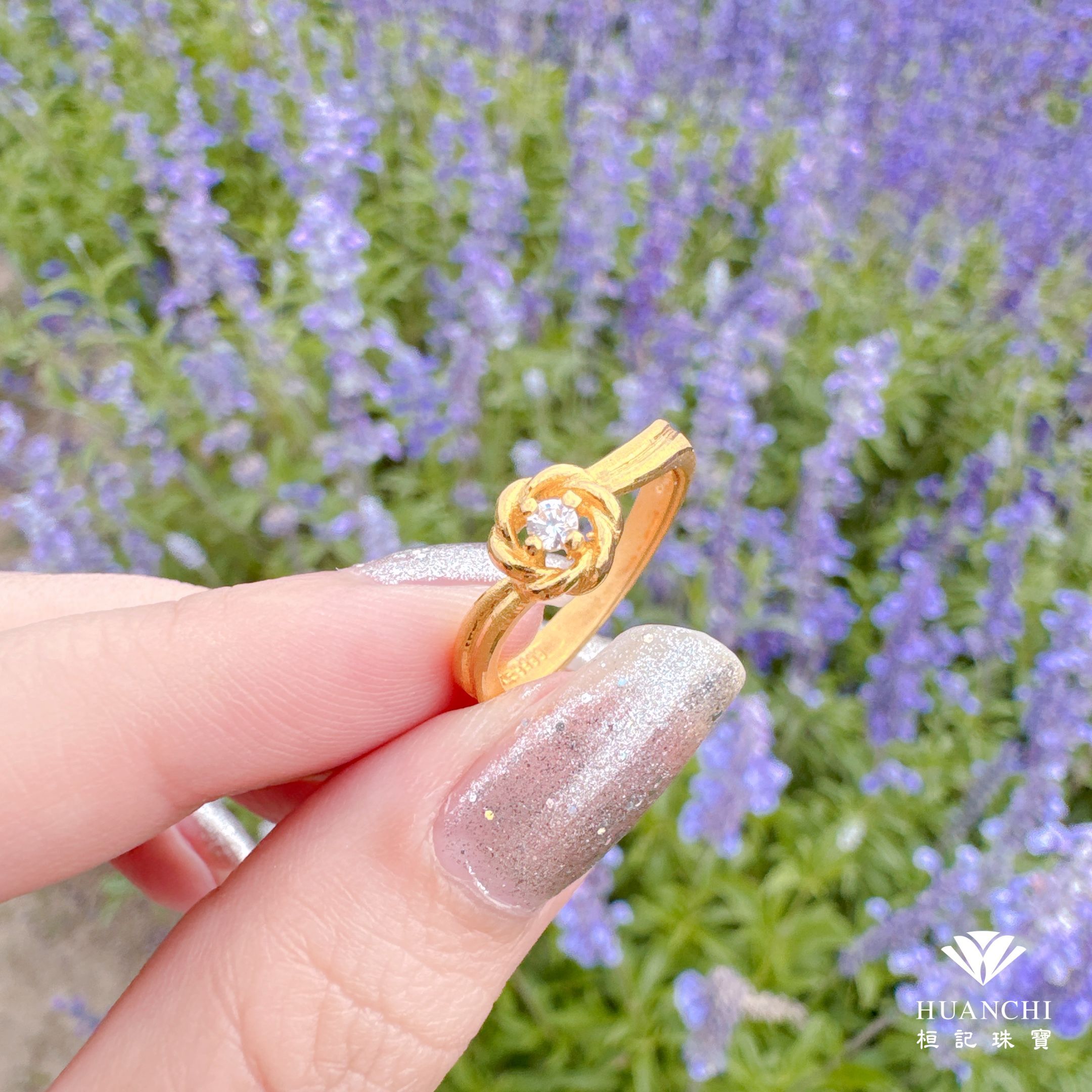 花開璀璨 黃金戒指