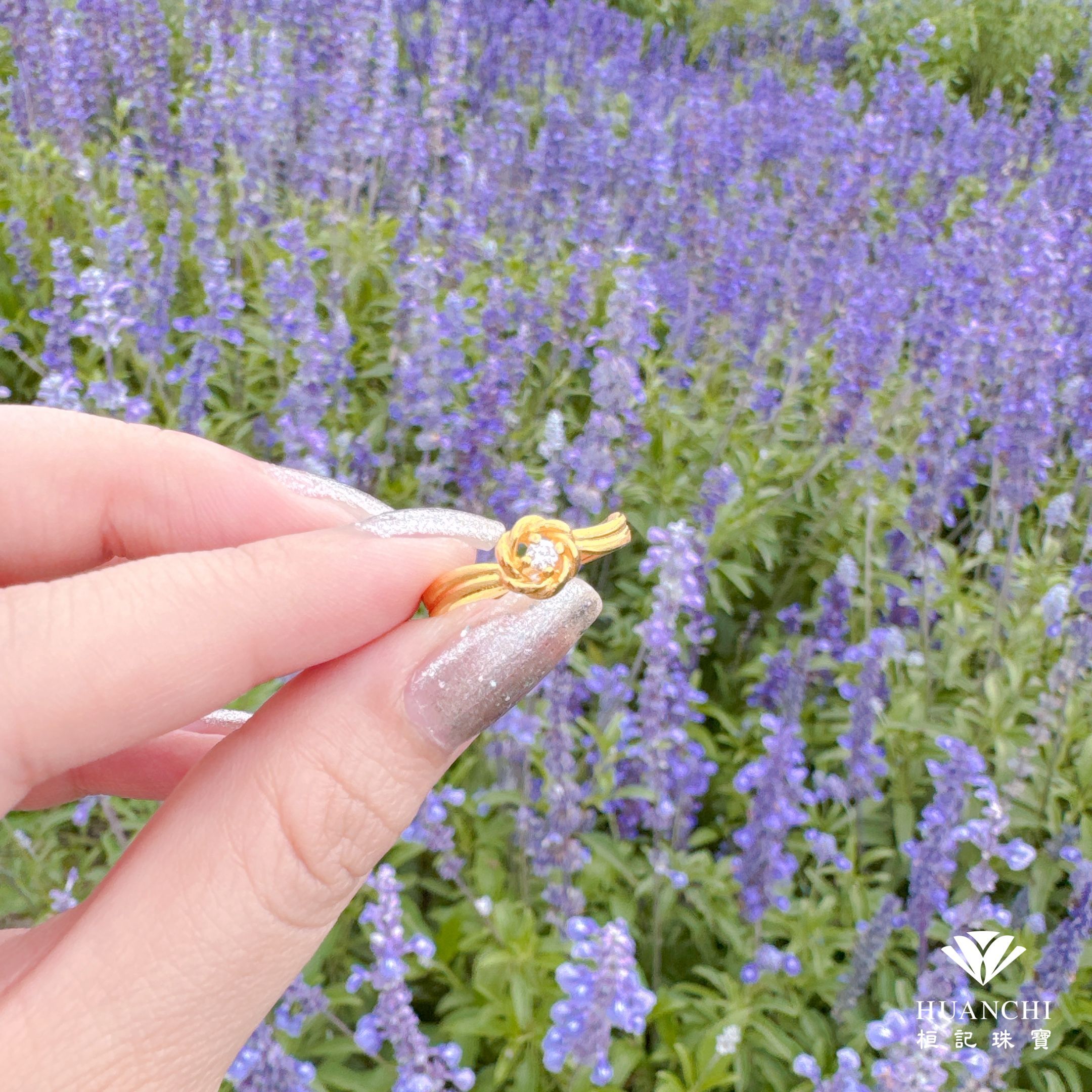 花開璀璨 黃金戒指