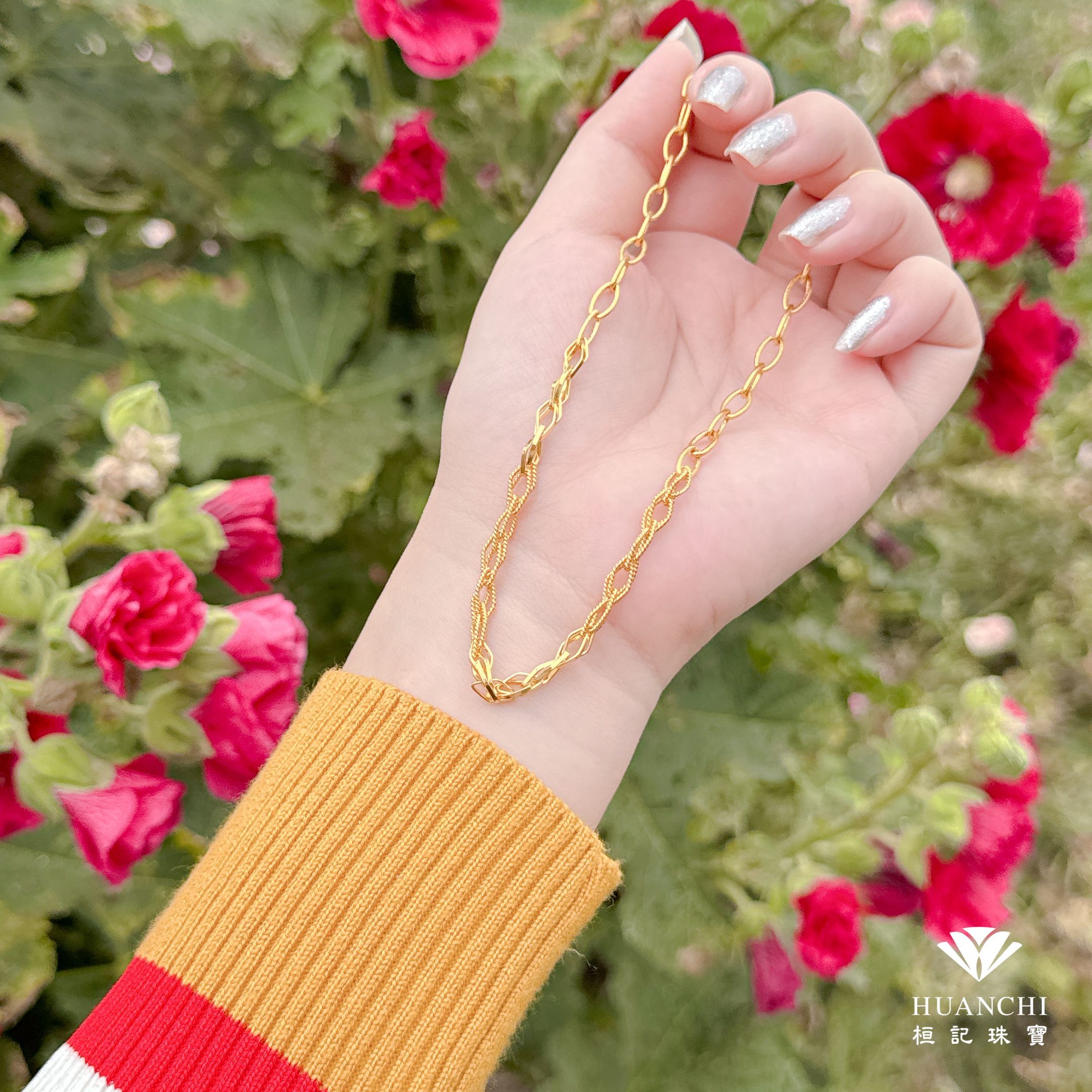 法式蕾絲(寬版) 黃金項鍊