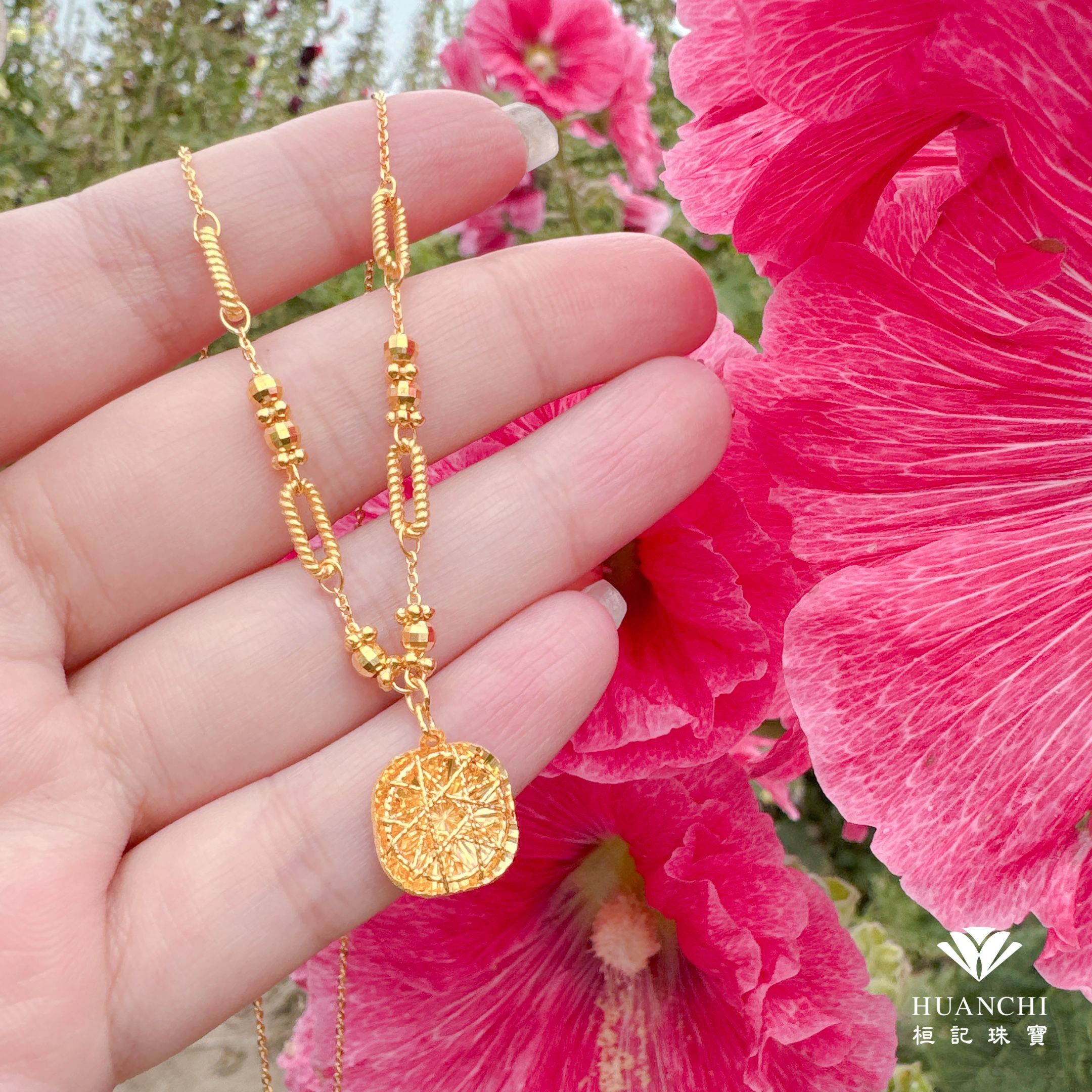 閃耀方糖(金絲) 黃金項鍊