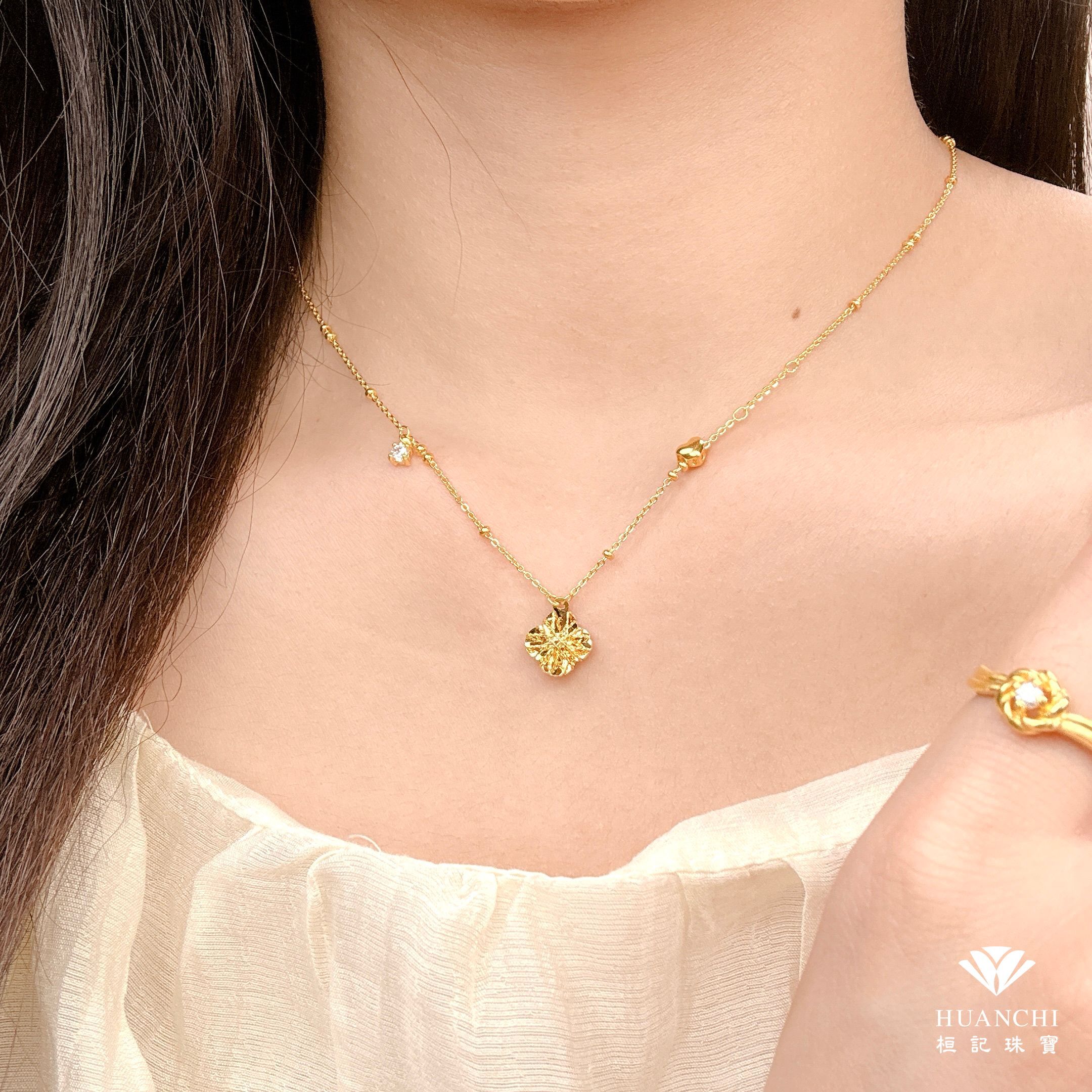 閃耀幸福(金絲) 黃金項鍊