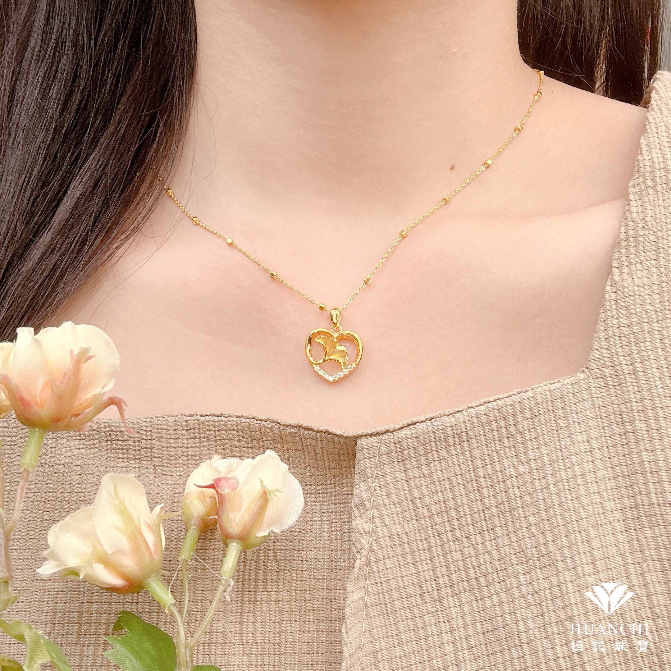 心戀銀杏 黃金墜子