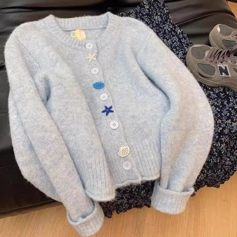 Milky Blue Soft Knit Cardigan