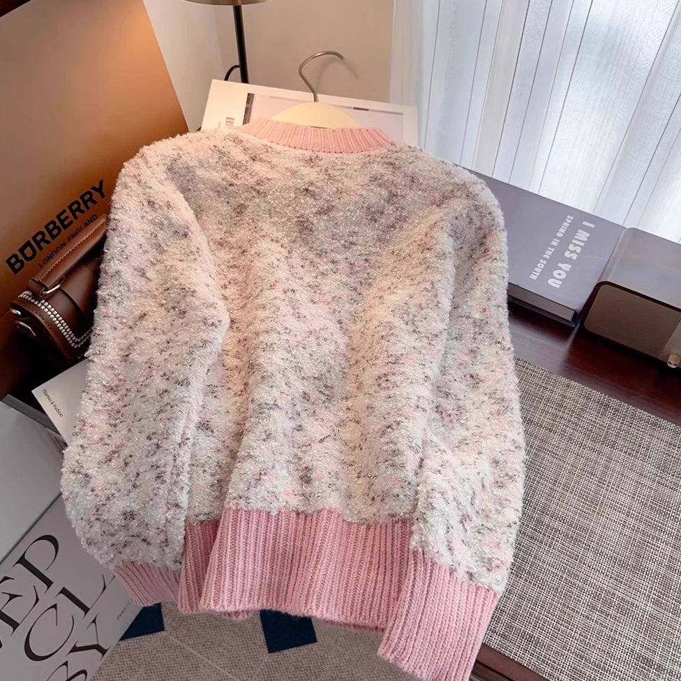 Elegant Ankore-Style Tweed Knit Cardigan