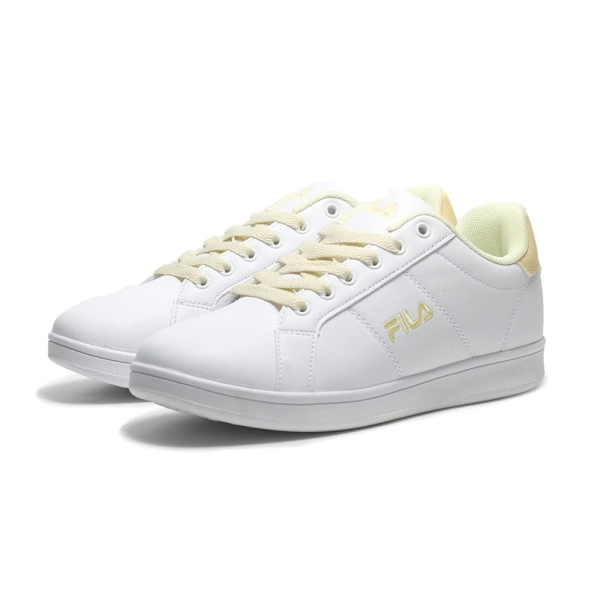 FILA 休閒鞋 白黃色 皮革 復古 小白鞋 女 5C323Y199