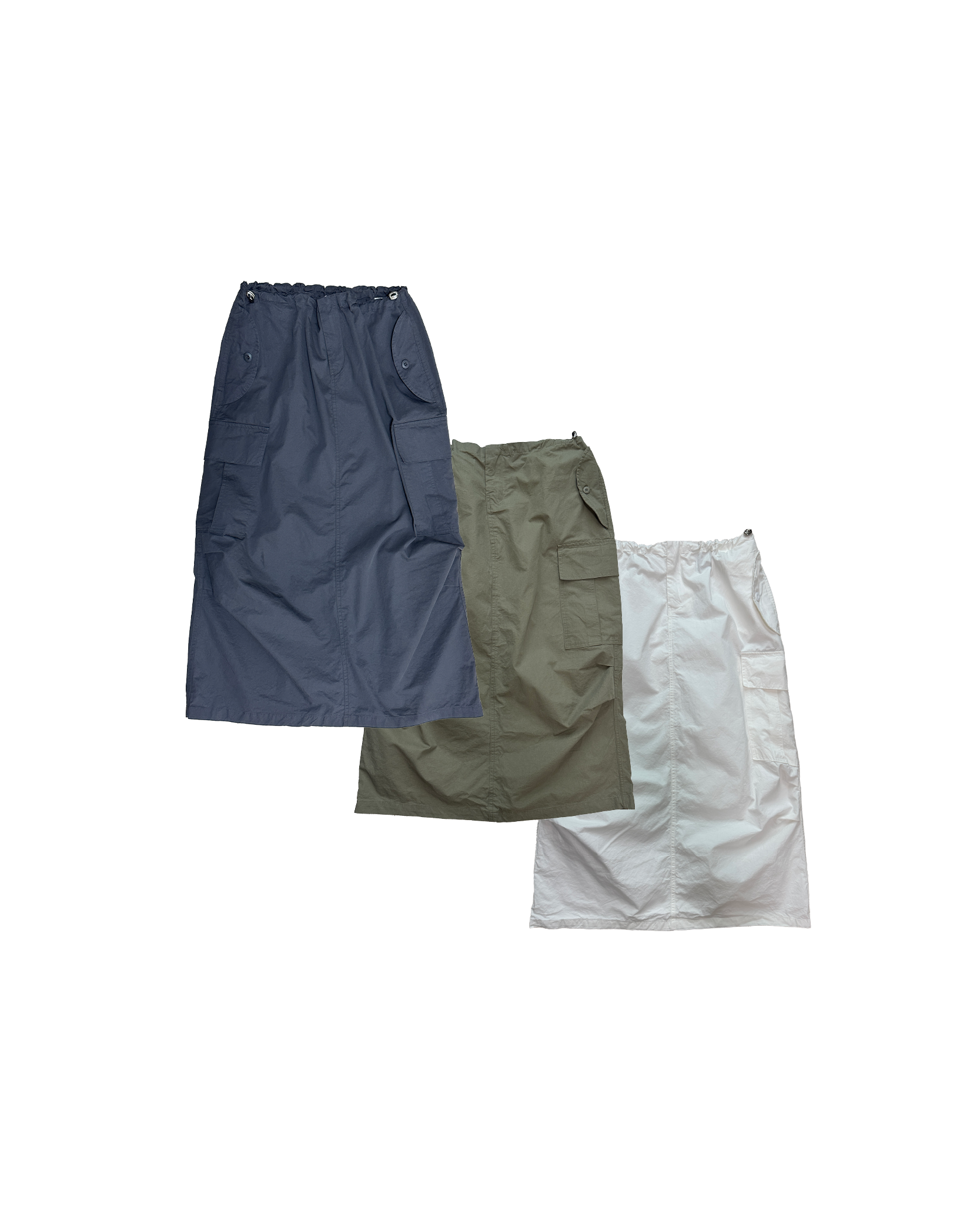 綁繩腰雙側口袋後開衩半裙