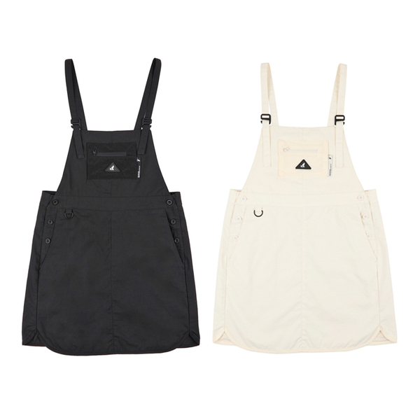 KANGOL 吊帶裙 黑 米白 口袋 工裝 短裙 女 6422157101 6422157120