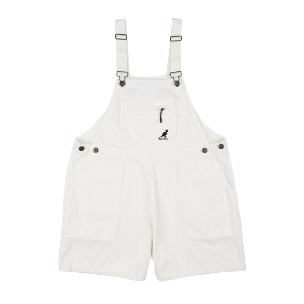 KANGOL 吊帶褲 白 黑 卡其 水洗 連身 短褲 女 64221572-