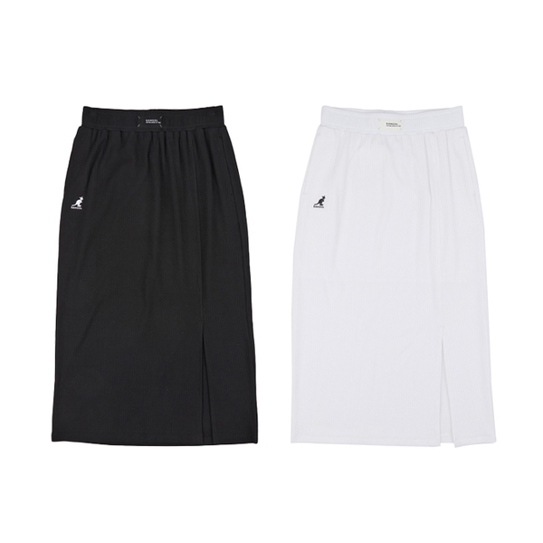 KANGOL 長裙 黑 白 羅紋 休閒 直筒裙 女 6422157500 6422157520