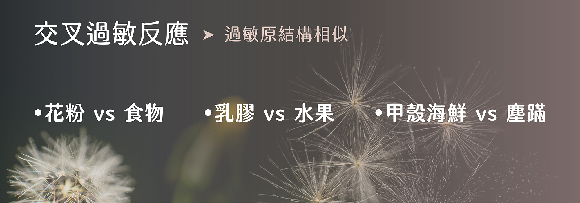 交叉過敏,蝦蟹,貝類海鮮,塵蹣,肌動蛋白,樺樹花粉,香蕉過敏,酪梨過敏,乳膠過敏