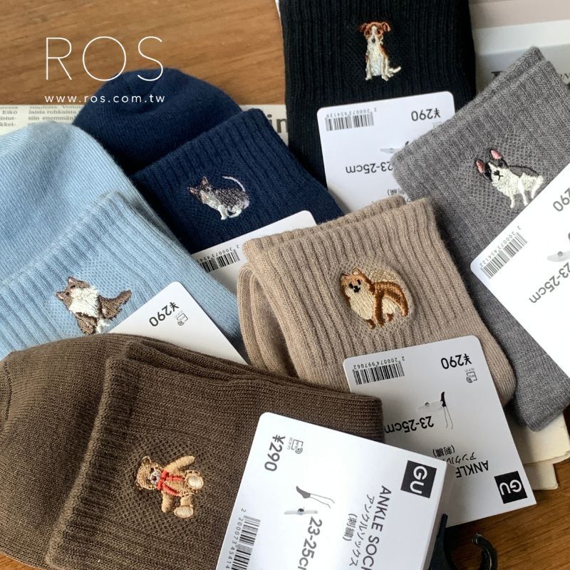 🇯🇵日本代購 GU日本限定動物刺繡中筒襪(6colors)