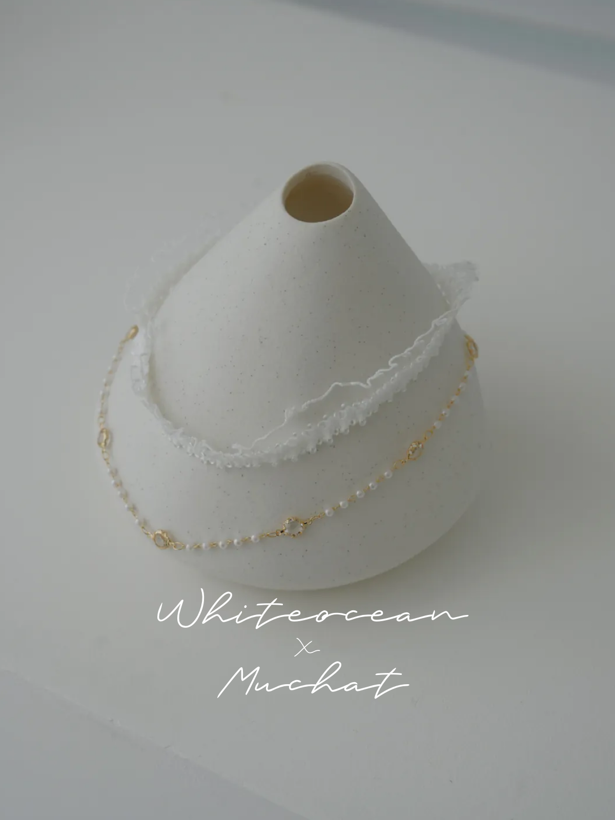 【婚紗聯名】綿月。MUCHAT手作14KGP水晶珍珠刺繡蕾絲項鍊