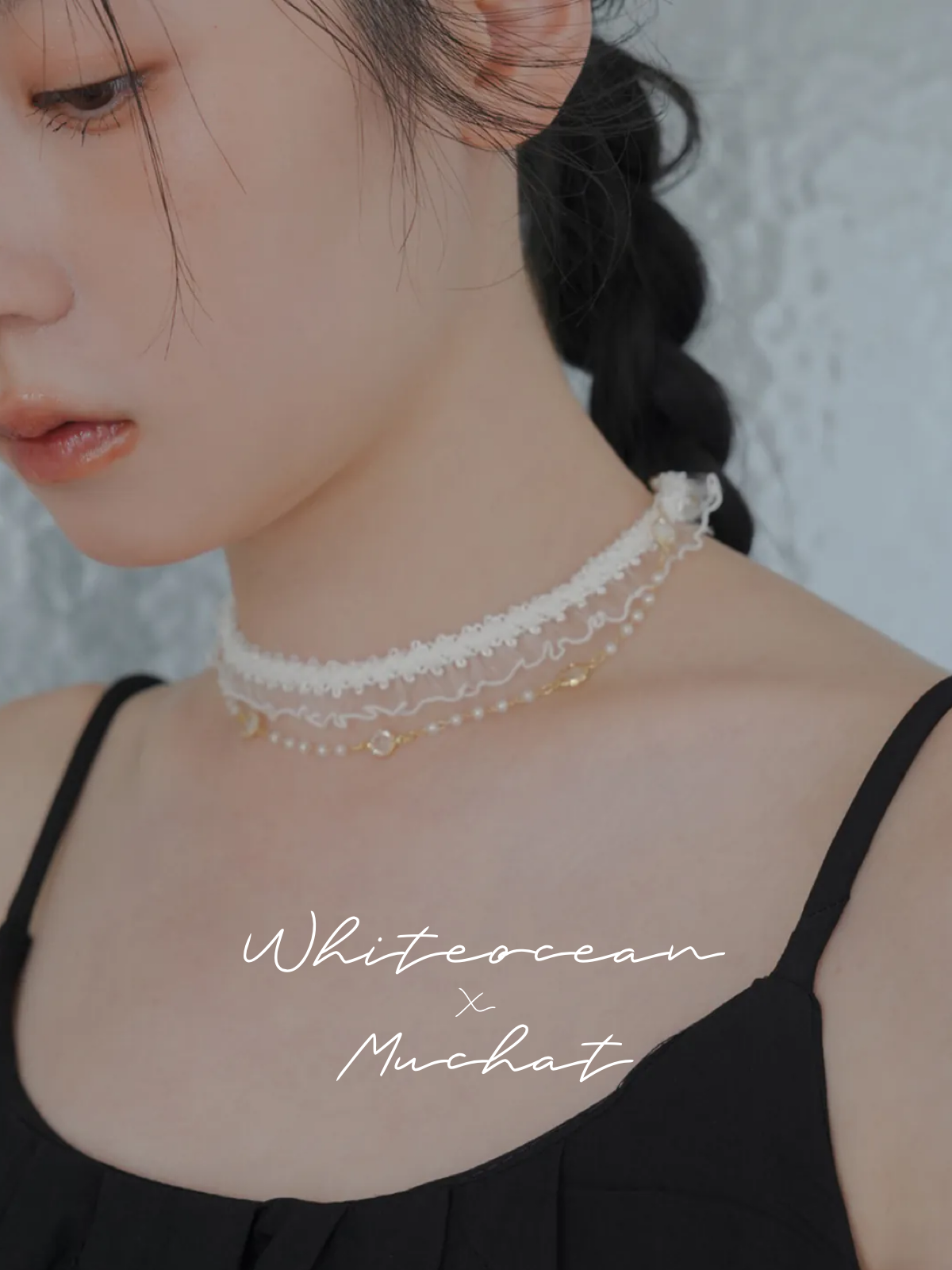 【婚紗聯名】綿月。MUCHAT手作14KGP水晶珍珠刺繡蕾絲項鍊