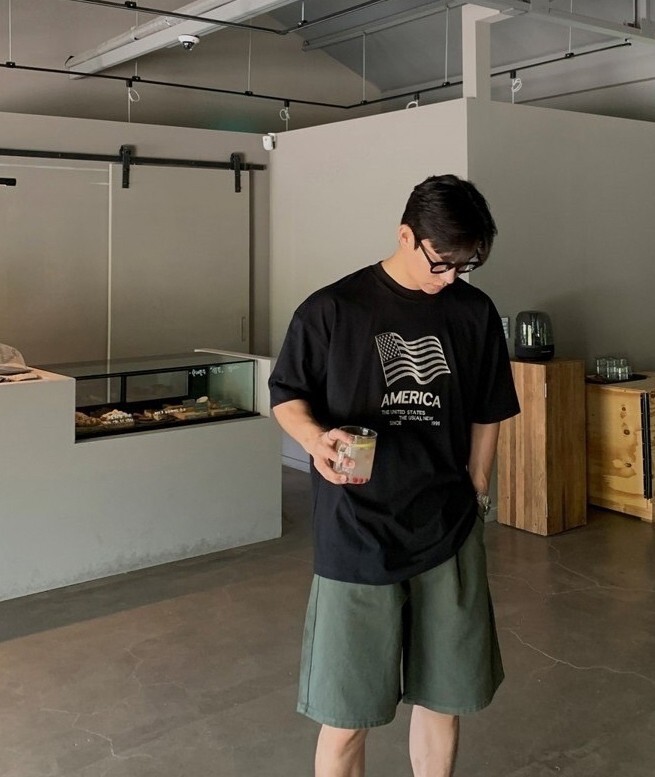 (GOAL) 韓版 純棉 AMERICA 國旗刺繡短TEE 80703