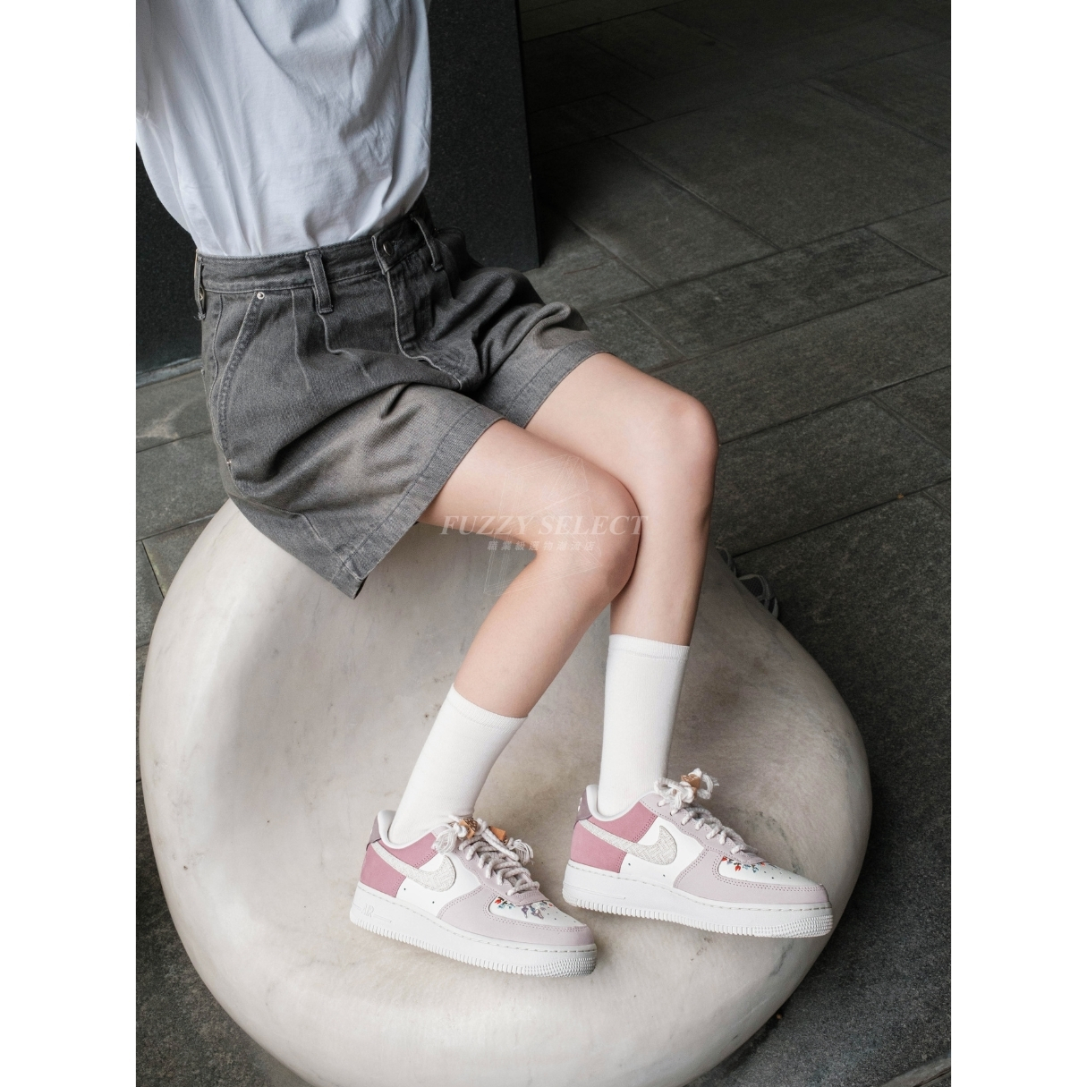 【逢甲 FUZZY】W Nike Air Force 1 "Mushrooms" 粉白 蘑菇 刺繡 IB8874-111