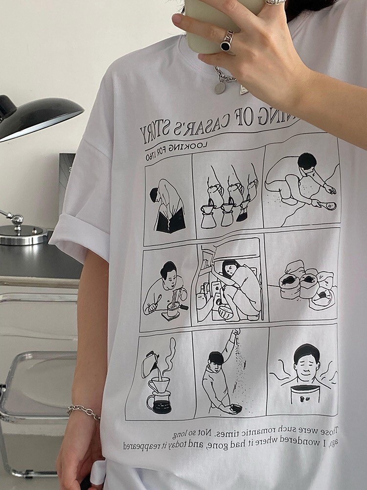 韓版 9格漫畫 寬鬆短袖 男女款 80307