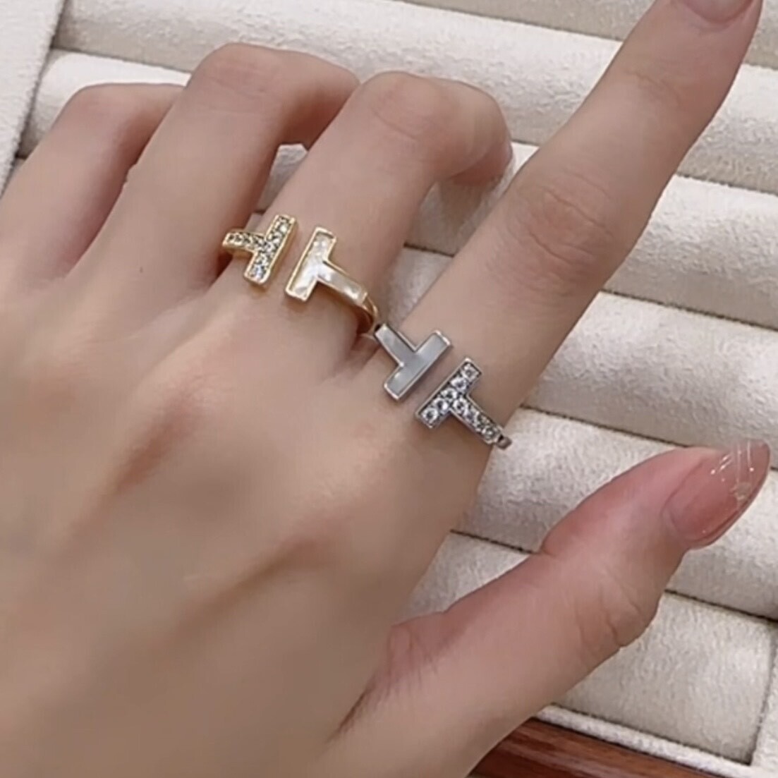 G12T字白貝調整戒