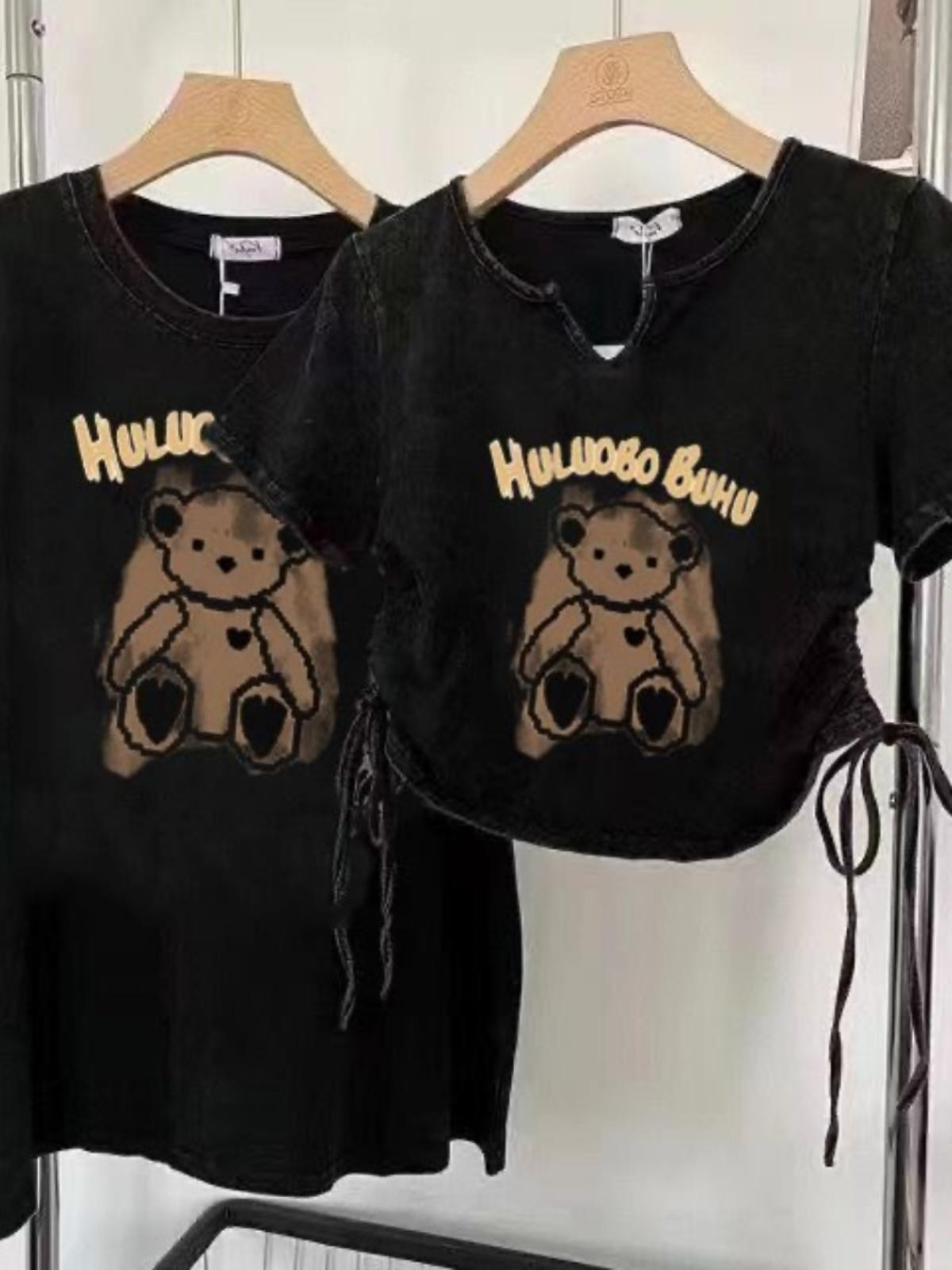 [2 PCS FOR RM50] Vintage Bear Print Couple Style T-Shirt