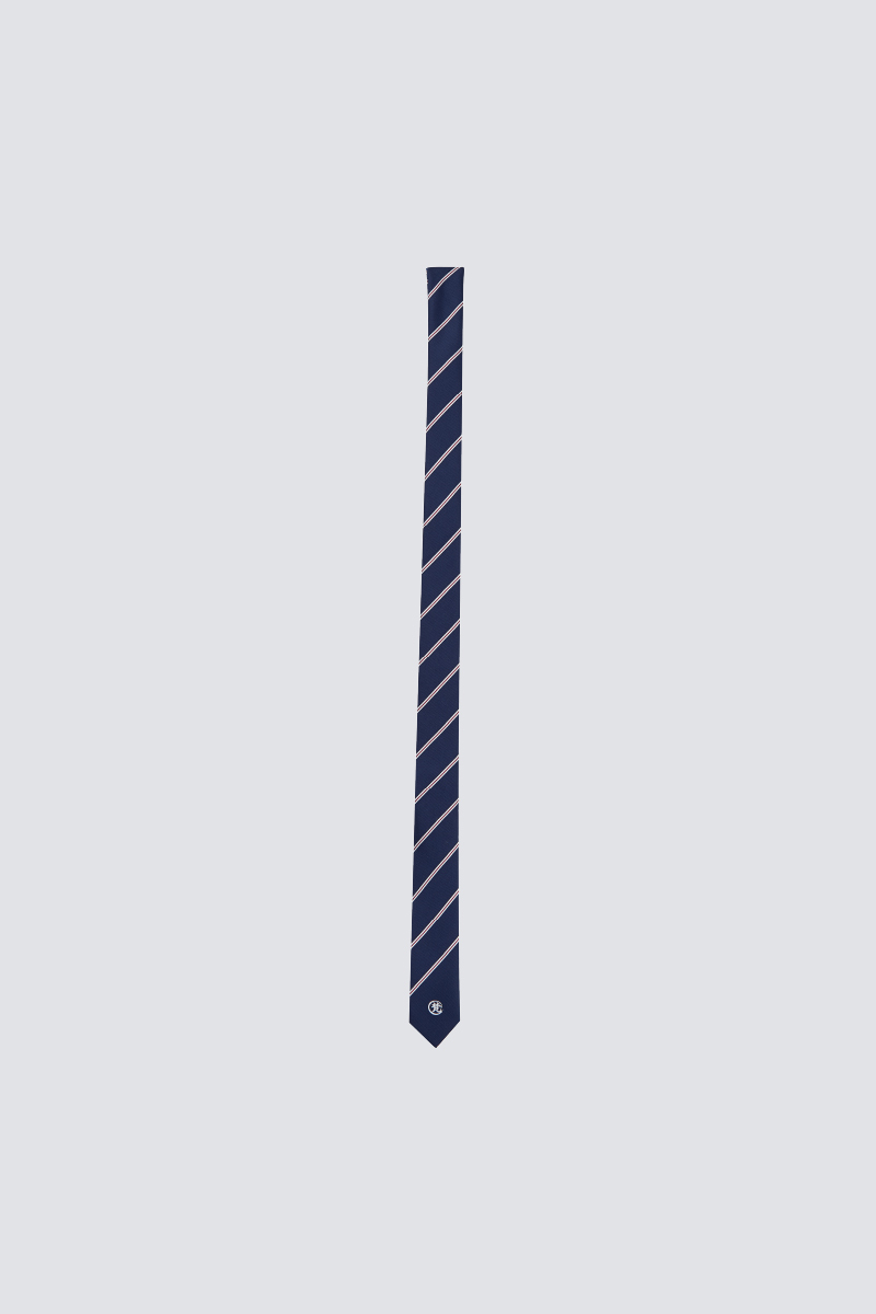 Sacred Script Striped Tie｜Navy｜Hong Kong Original Design