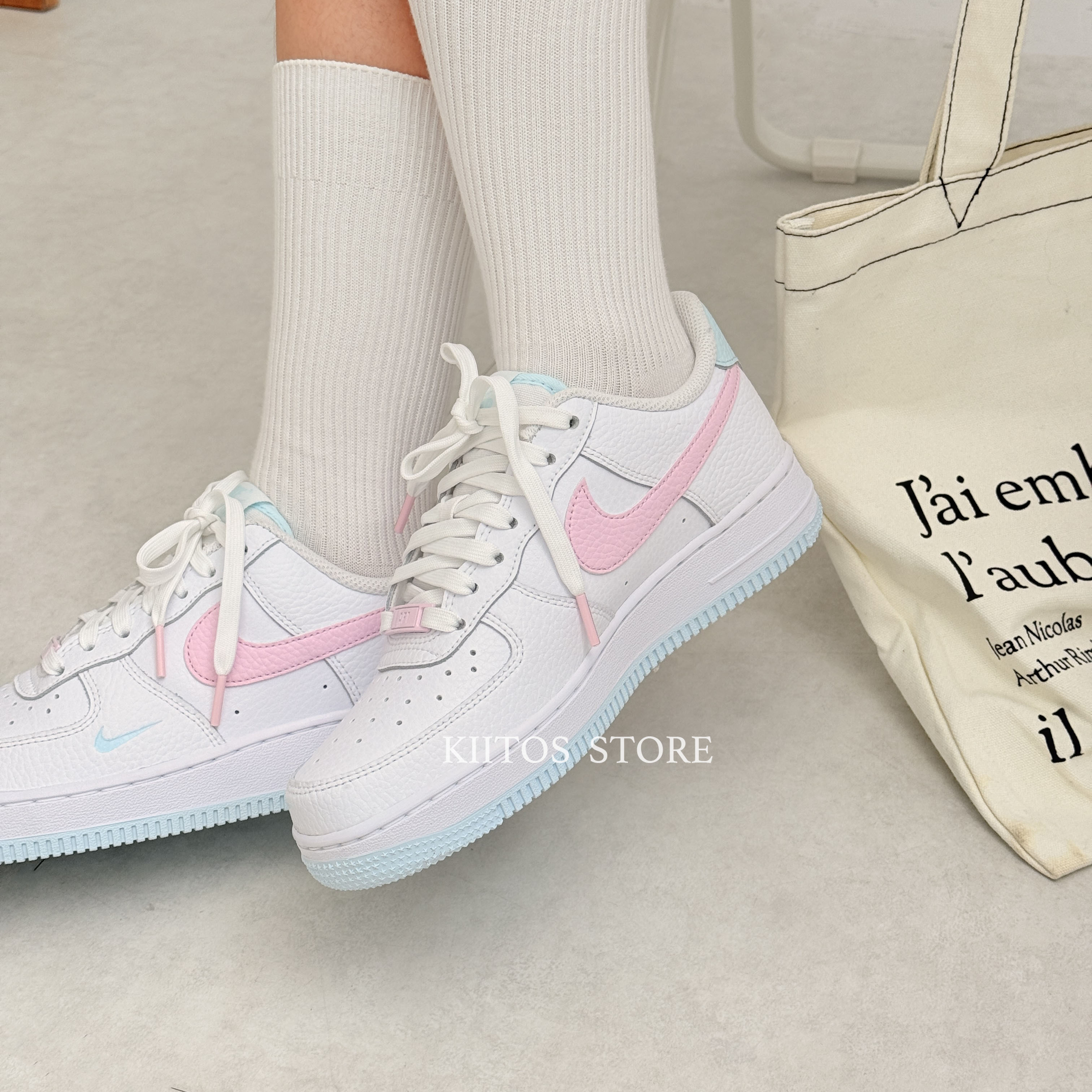 Nike Air Force 1 草莓薄荷 白粉藍 荔枝皮 壓印 小勾 IH0640-161