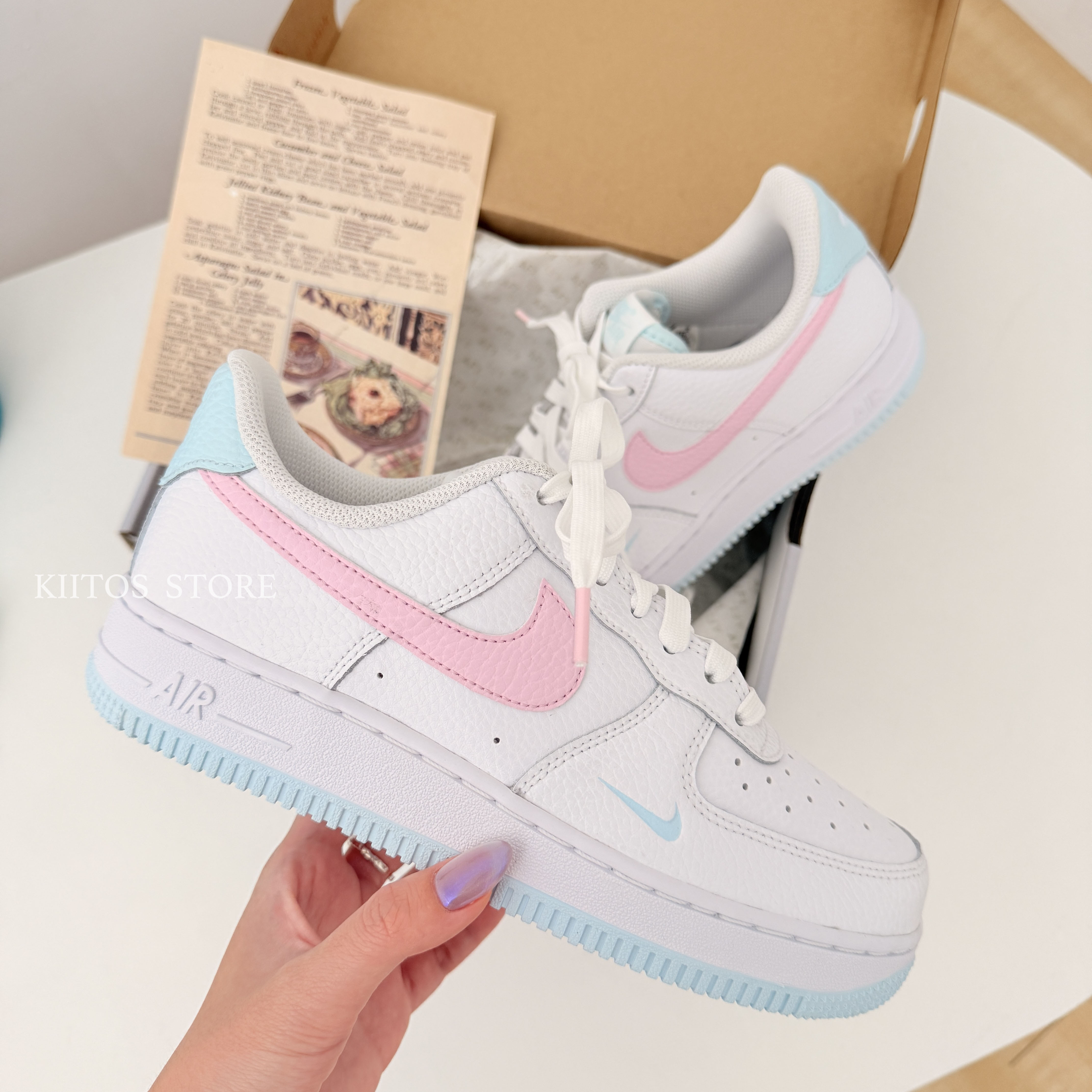 Nike Air Force 1 草莓薄荷 白粉藍 荔枝皮 壓印 小勾 IH0640-161