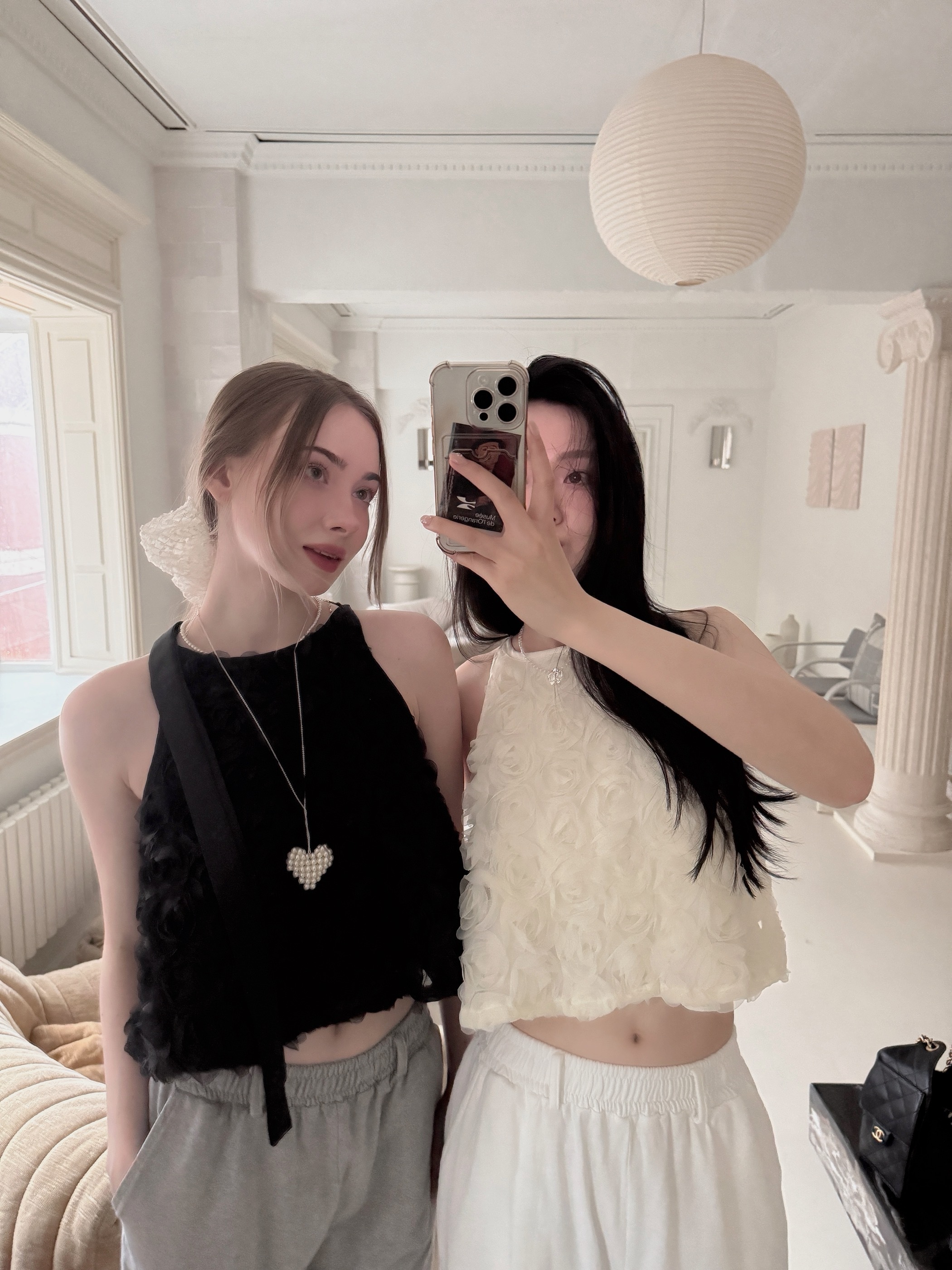 T30 卡蘿玫瑰內雪紡薄紗背心