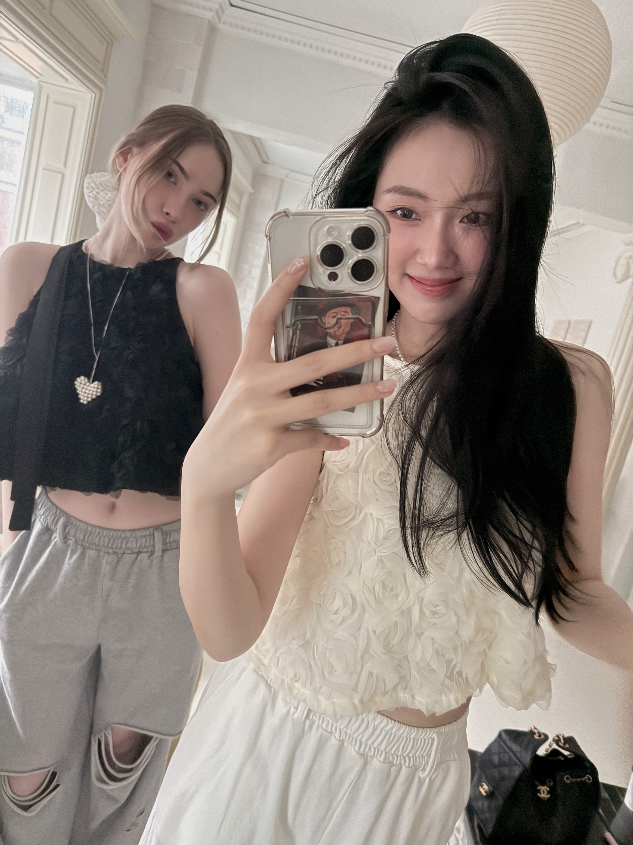 T30 卡蘿玫瑰內雪紡薄紗背心