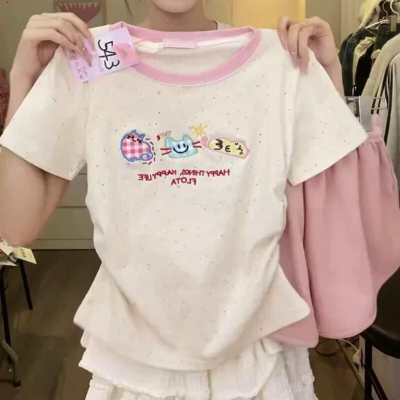 [2 PCS FOR RM50] Slim Fit Cat Print Girl Tee