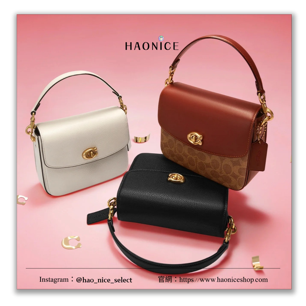 【HAO NICE】25SS COACH 蔻馳 精品🔥經典老花 Cassie 19 金扣掀蓋豆腐包 手提包 斜挎包