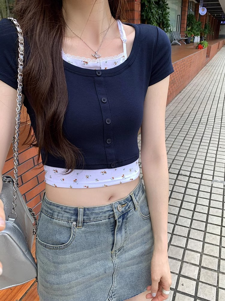 Retro Floral Layered-Look Sweet & Sassy Tee