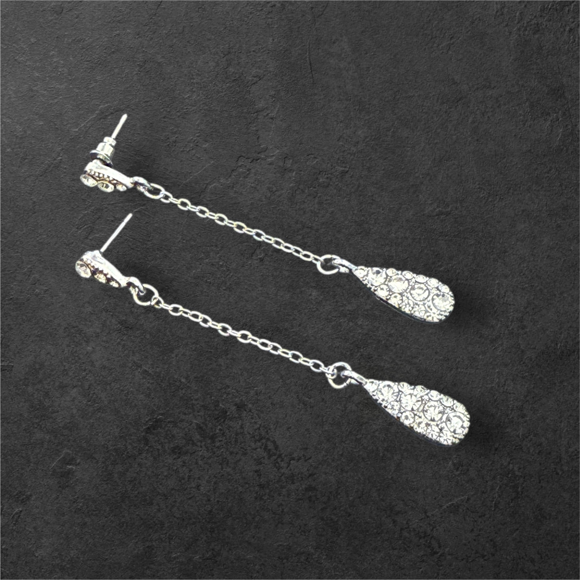 Zircon Teardrop Long Earrings