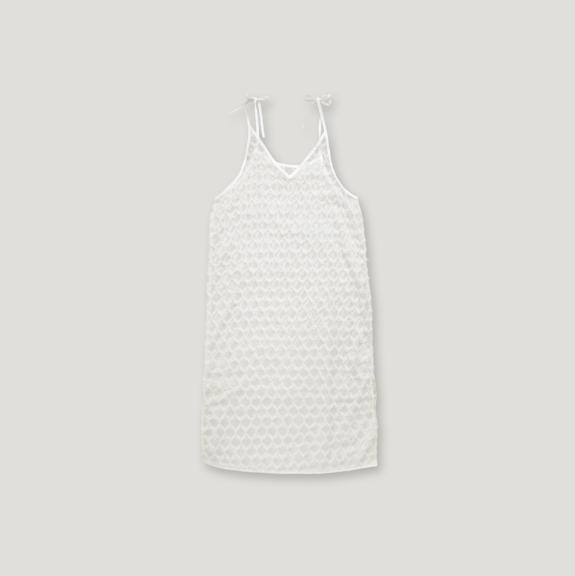 J.P.L. 繫帶羽花透紗長罩衫 ╭ 2色 ╮