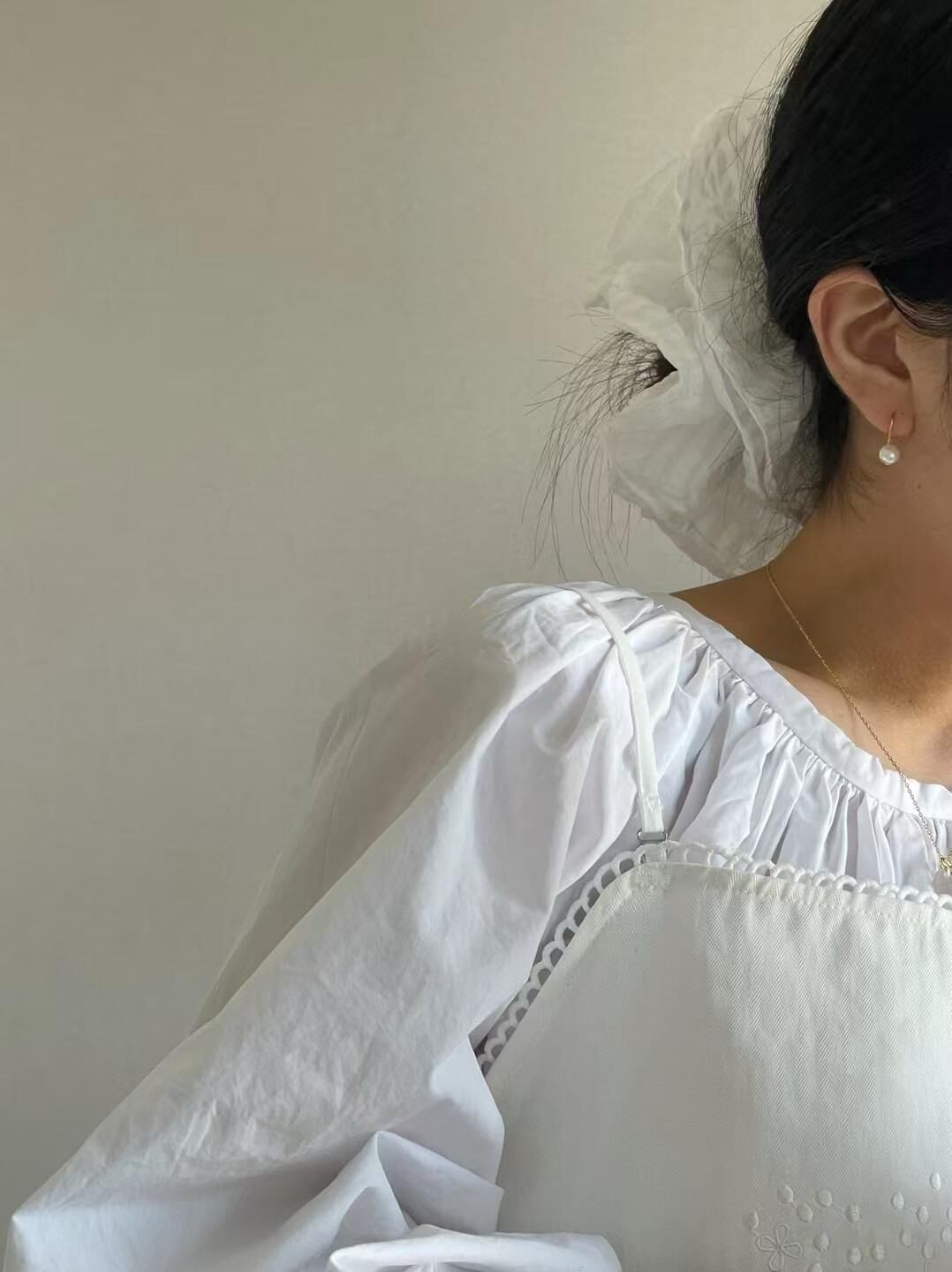 Big sized  seersucker hair scrunchie