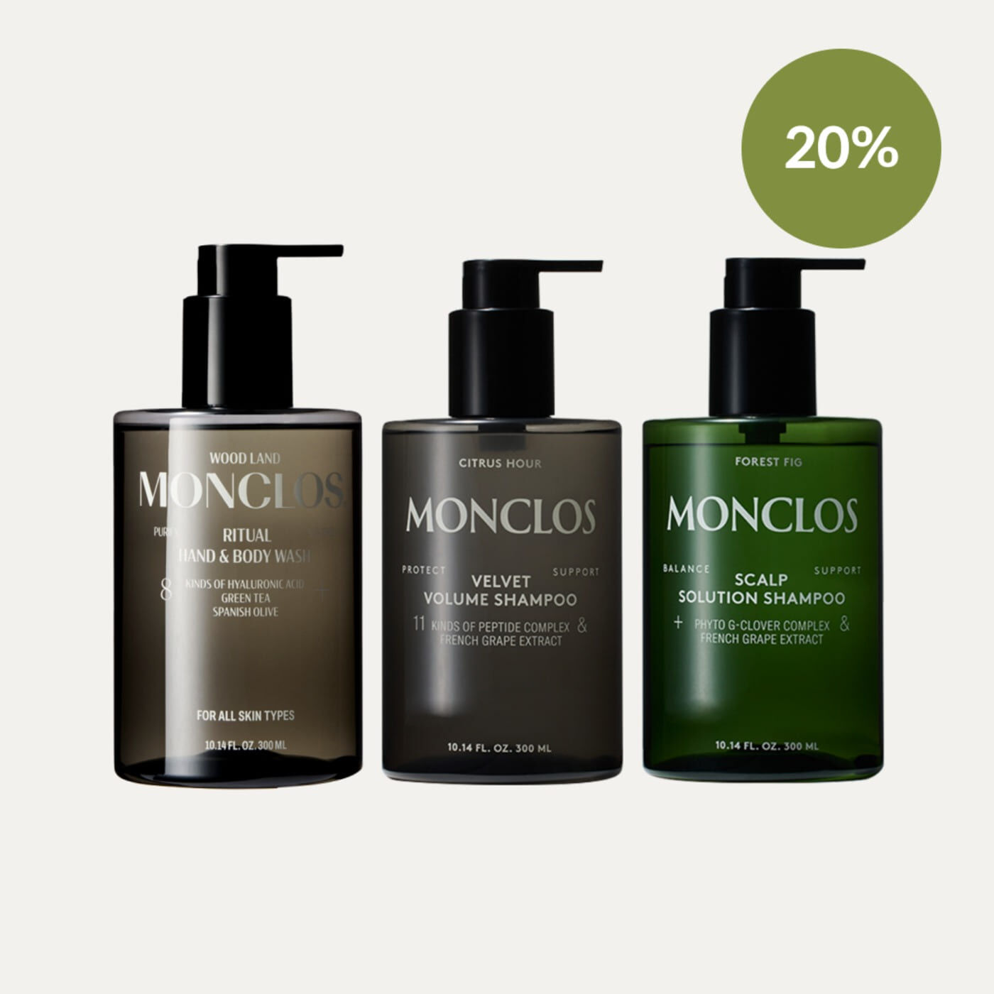 MONCLOS Body Wash x Hair Care 300ml Planning Set