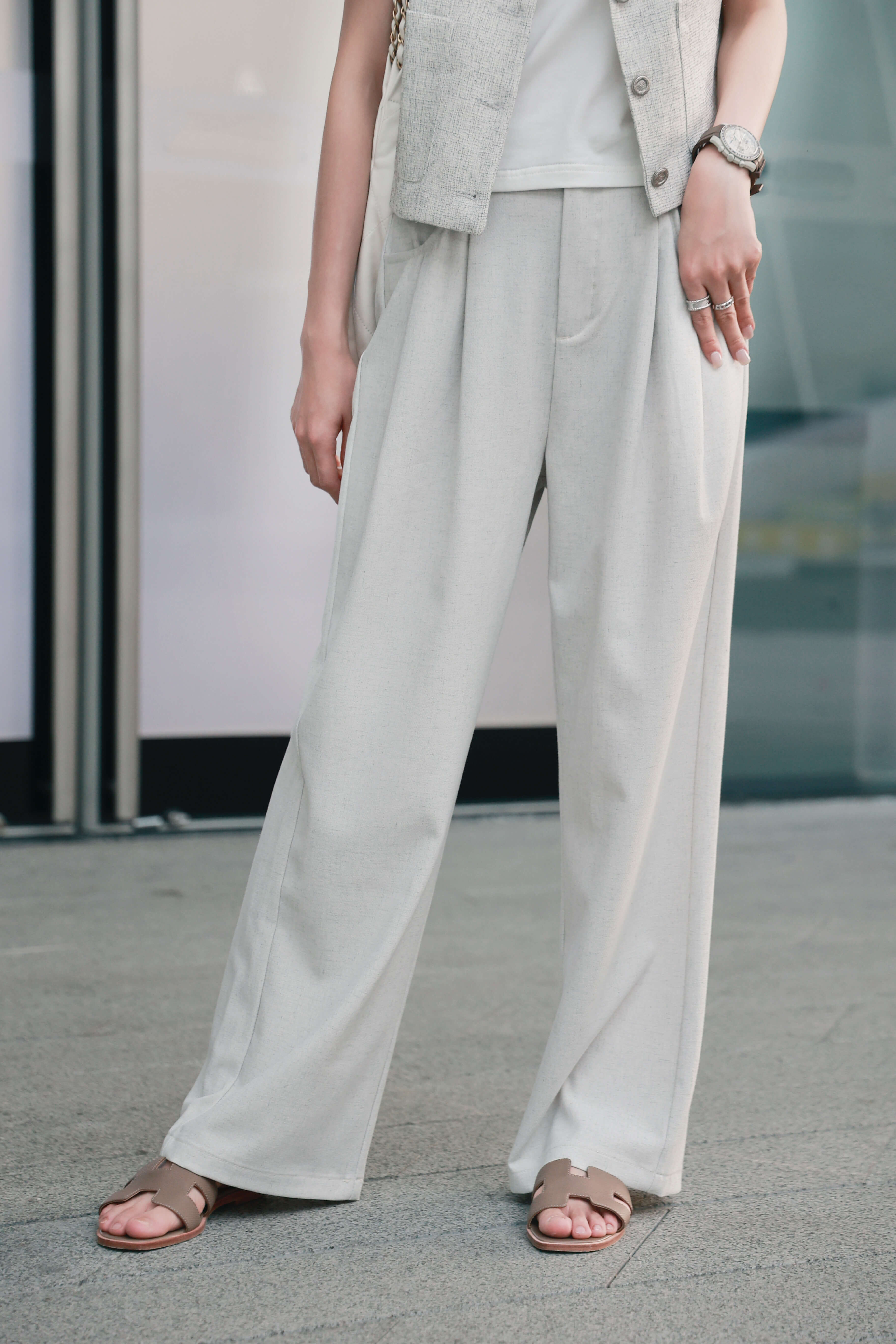 Tailored Pleated Cotton Linen-Blend Pants_PT255L02