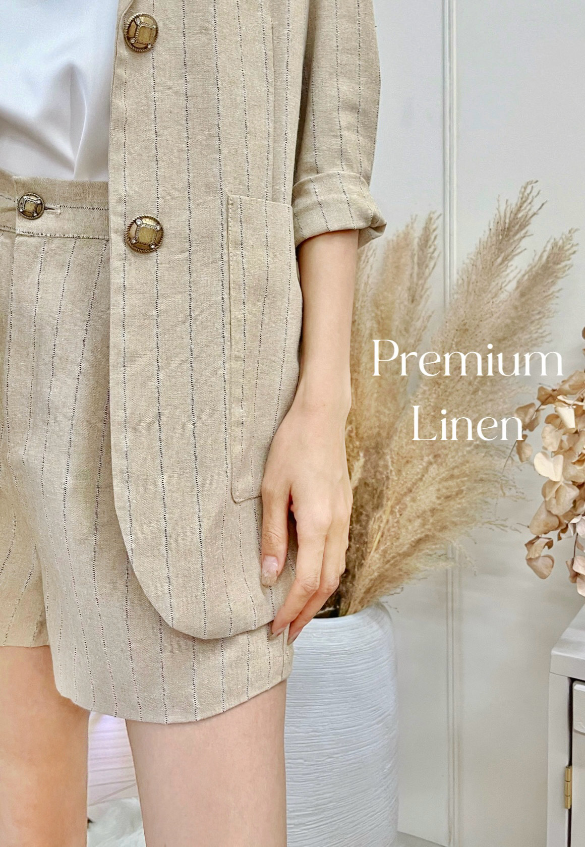 Stripe-Pattern Linen-Cotton Blazer_BZ236L05