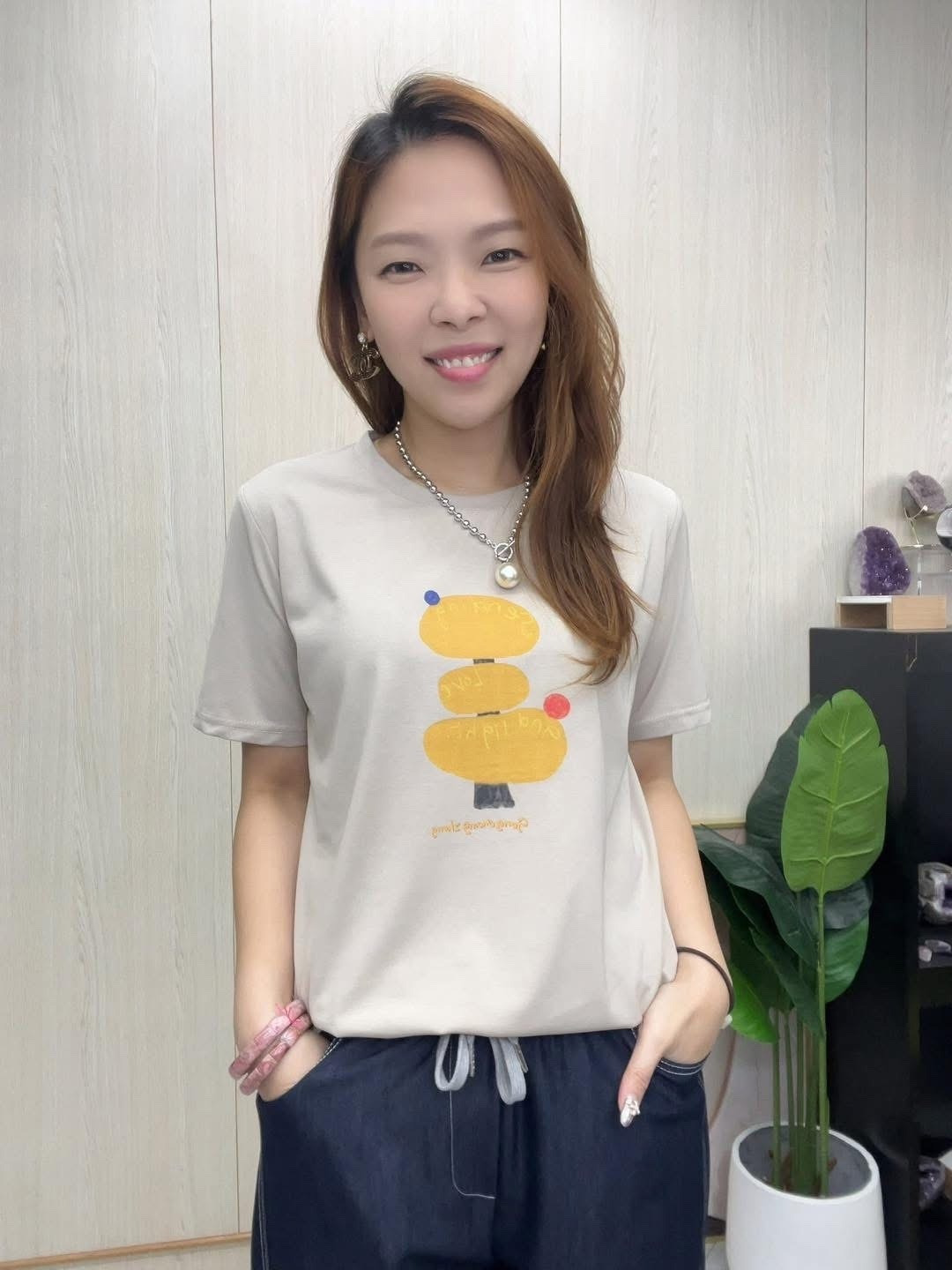 韓國 超靚抽象圖案靚料～滑身～薄款Top 99AT