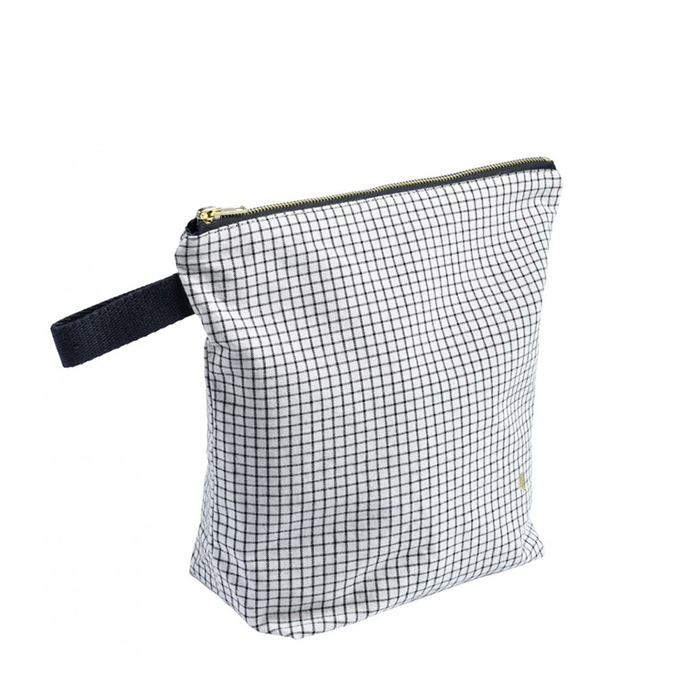 法國La cerise sur le gâteau 有機棉防水手提收納袋-小格紋(小)