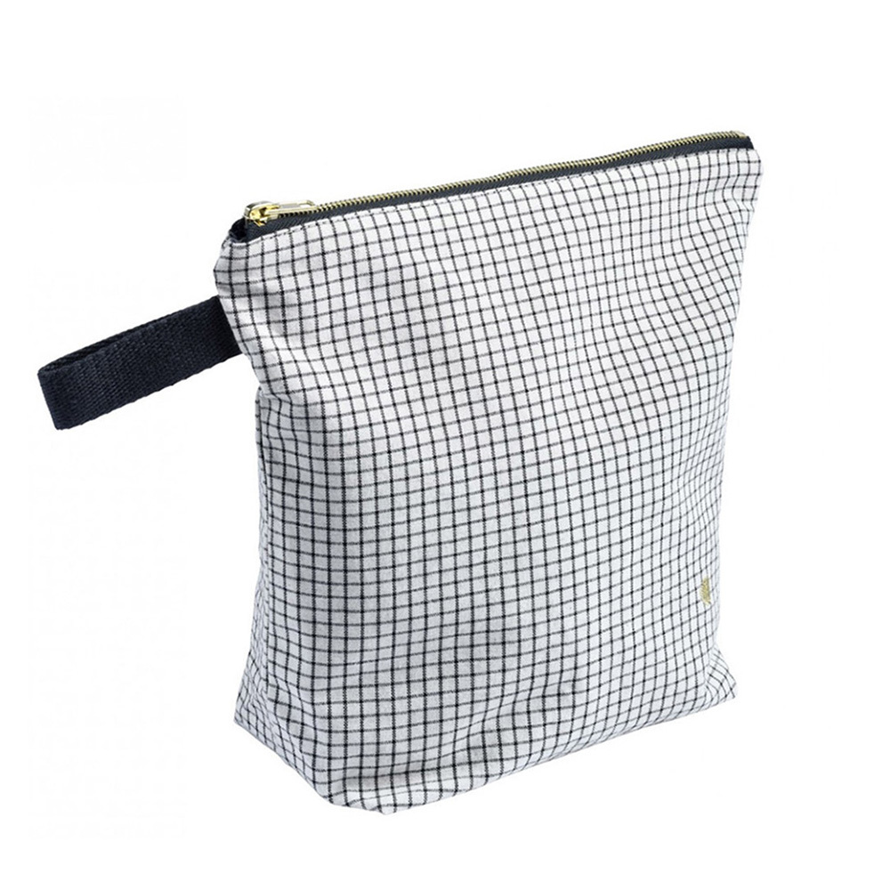 (預購3/31)法國La cerise sur le gâteau 有機棉防水手提收納袋-小格紋(大)