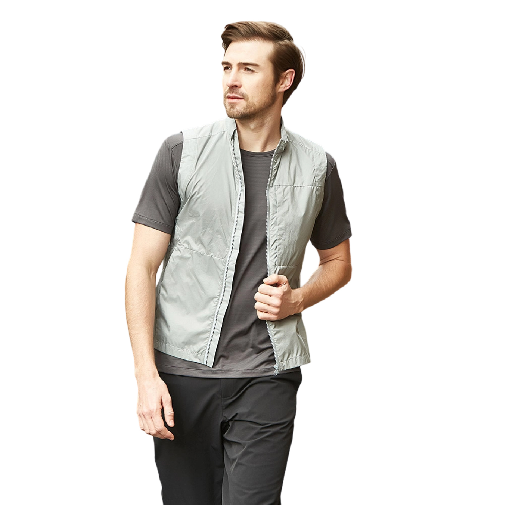 JORDON 橋登 經典防風背心 男款 (淺灰色)  *16JM01M19