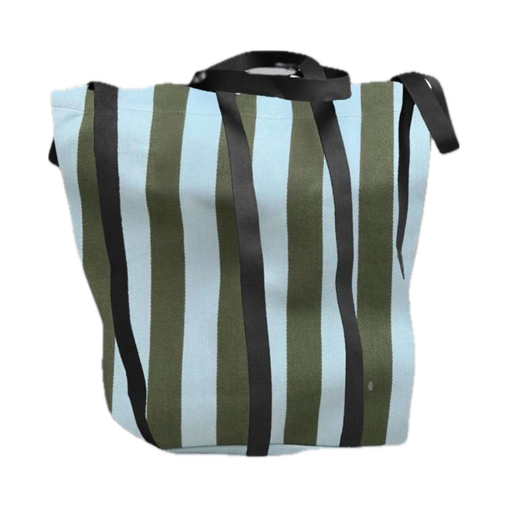 法國La cerise sur le gâteau 有機棉巨大水桶包-抹茶藍條紋