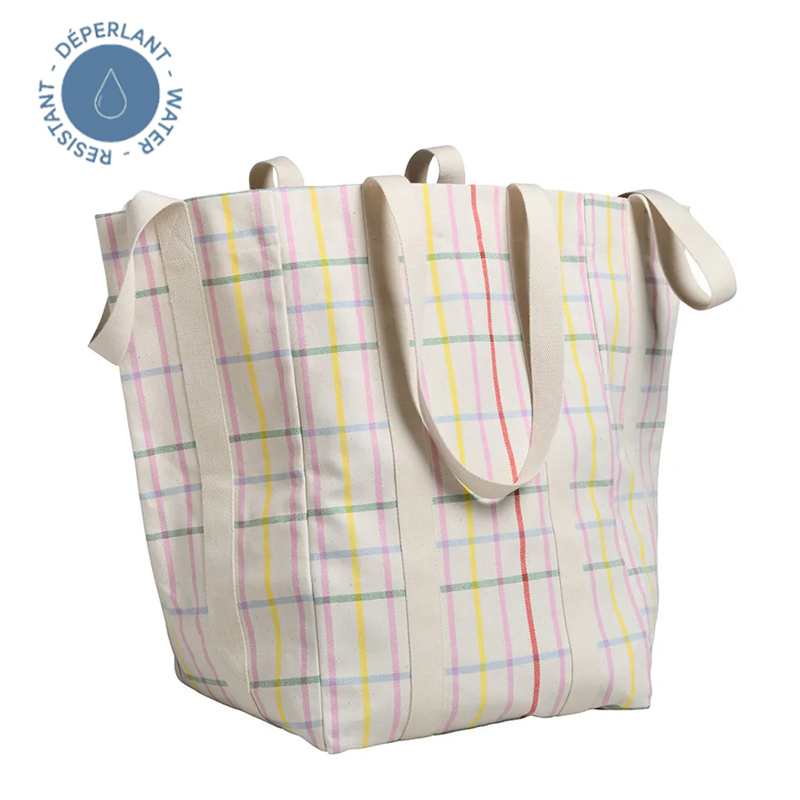 (預購4/30)法國La cerise sur le gâteau 有機棉巨大水桶包-繽紛格紋