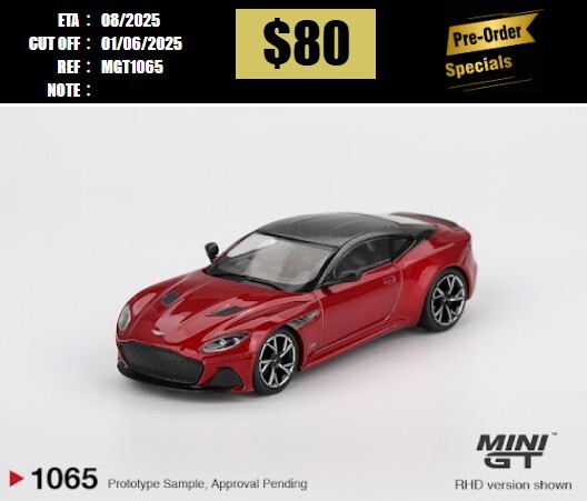 PO-$80 * MINI GT * 1:64 #1065 Aston Martin DBS Hyper Red RHD [OD19/05]