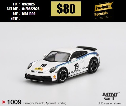 PO-$80 * MINI GT * 1:64 #1009 Porsche 911 Dakar Rally 1974 RHD [OD19/05]