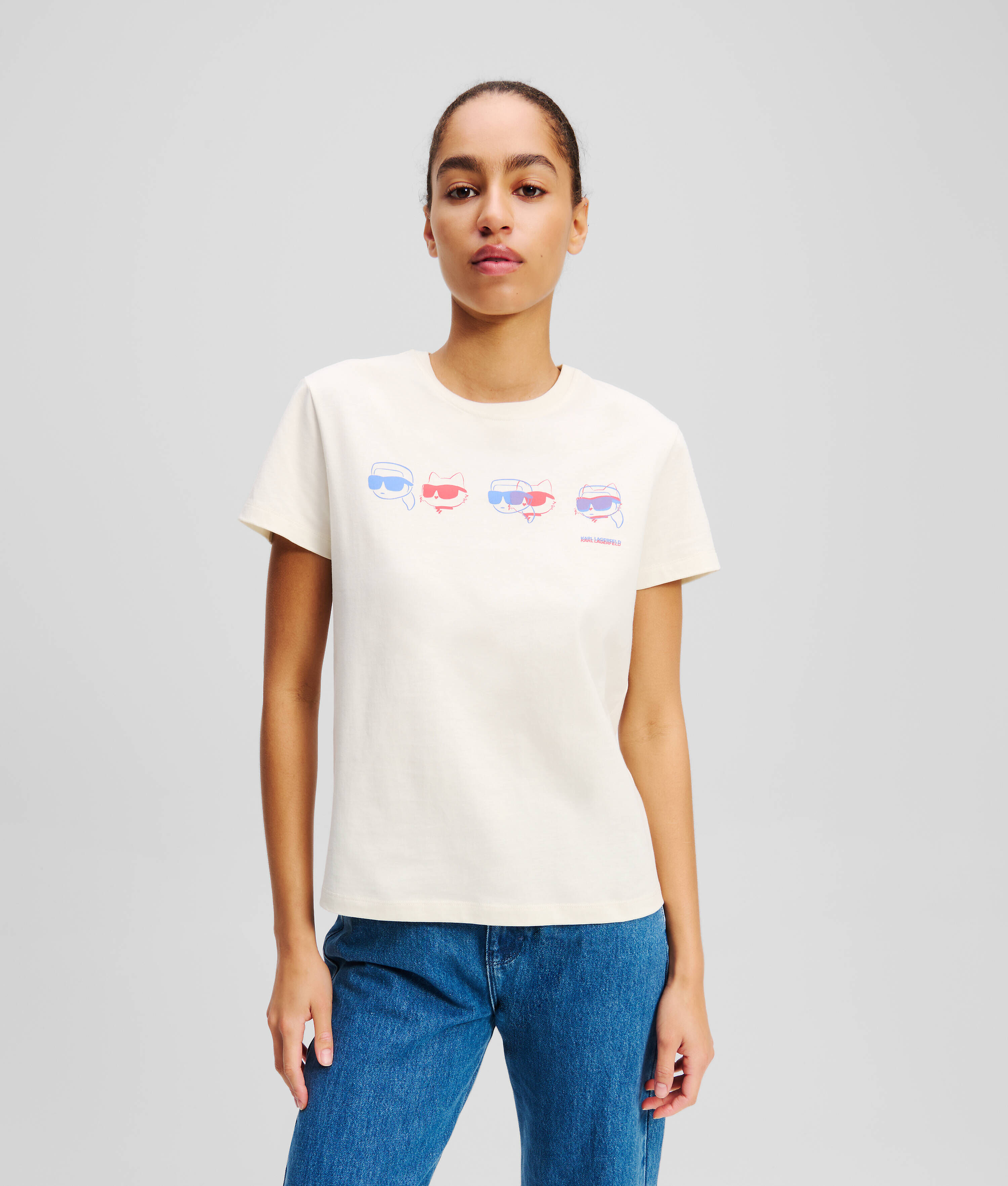 KARL彩色藝術圖騰小貓棉 T恤 ｜有機棉 Regular-Fit