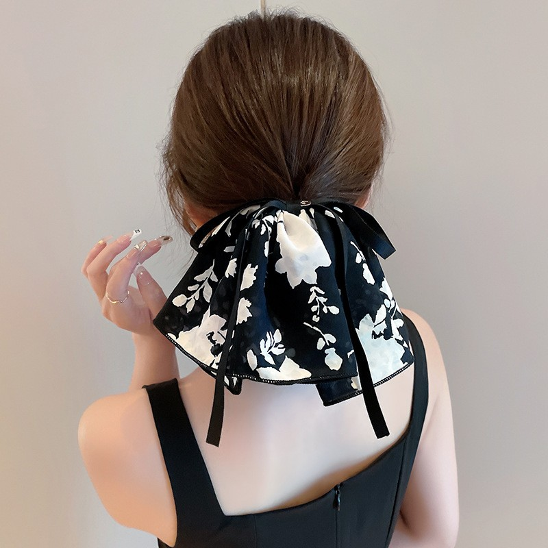 [2 FOR RM10] Black & White Water Bow Hem Scrunchies