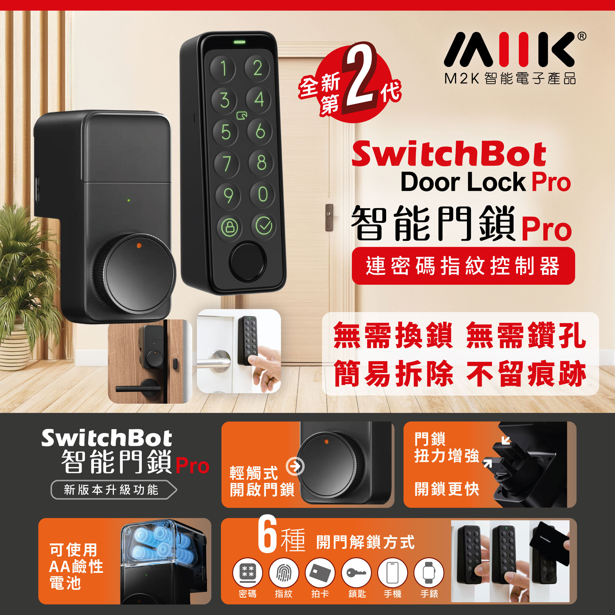 SwitchBot Smart Lock Pro with Keypad touch control combo set 1